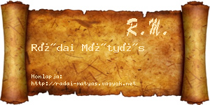 Rádai Mátyás névjegykártya